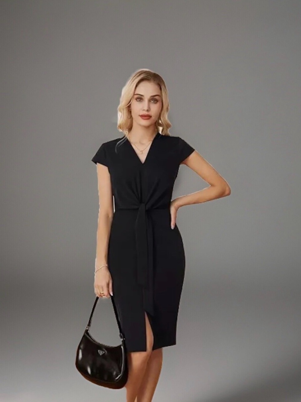 Grace Karin Black Knot-Front Sheath Dress size XL NWT